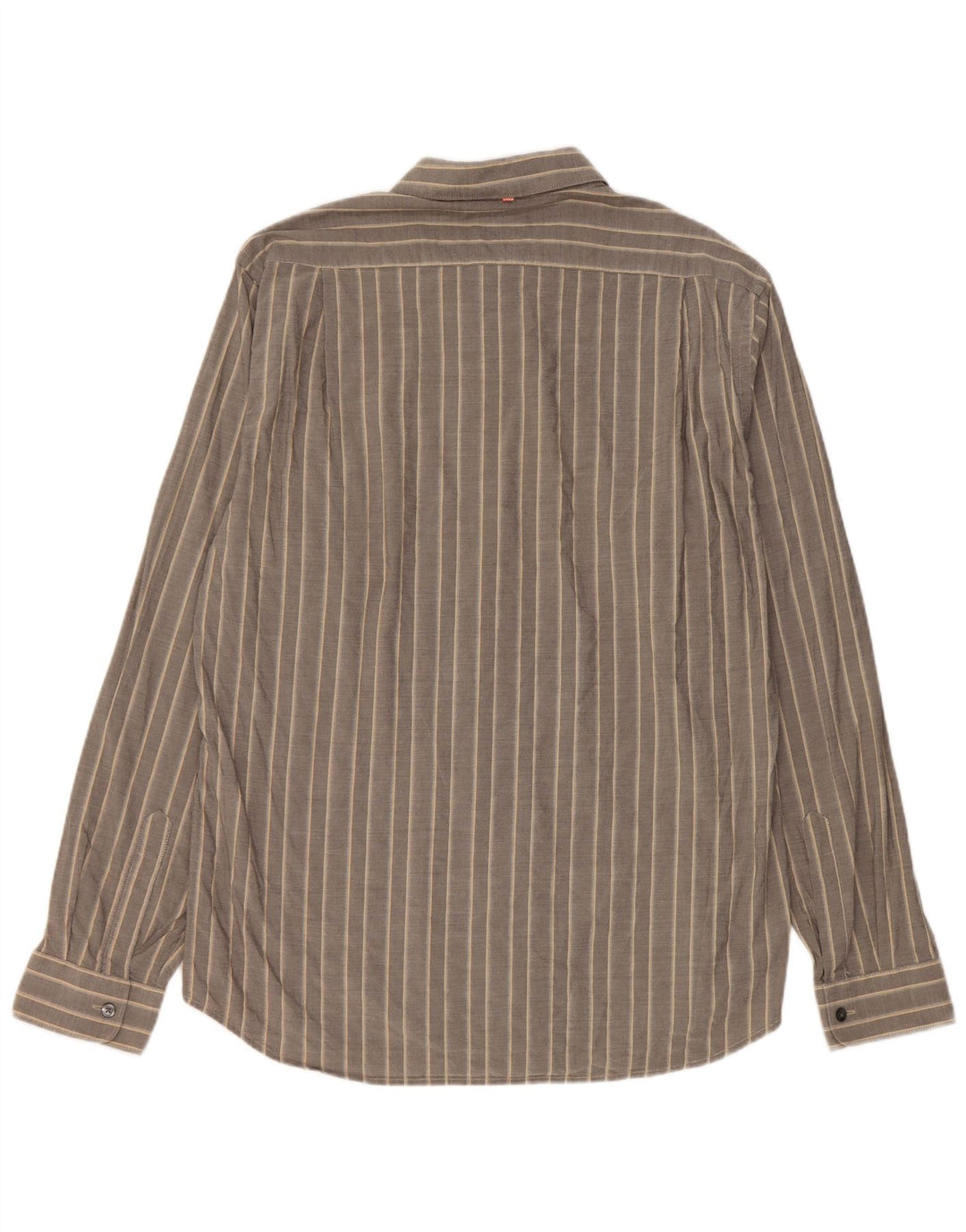 Hugo Boss Mens Shirt Large Grey Striped Cotton