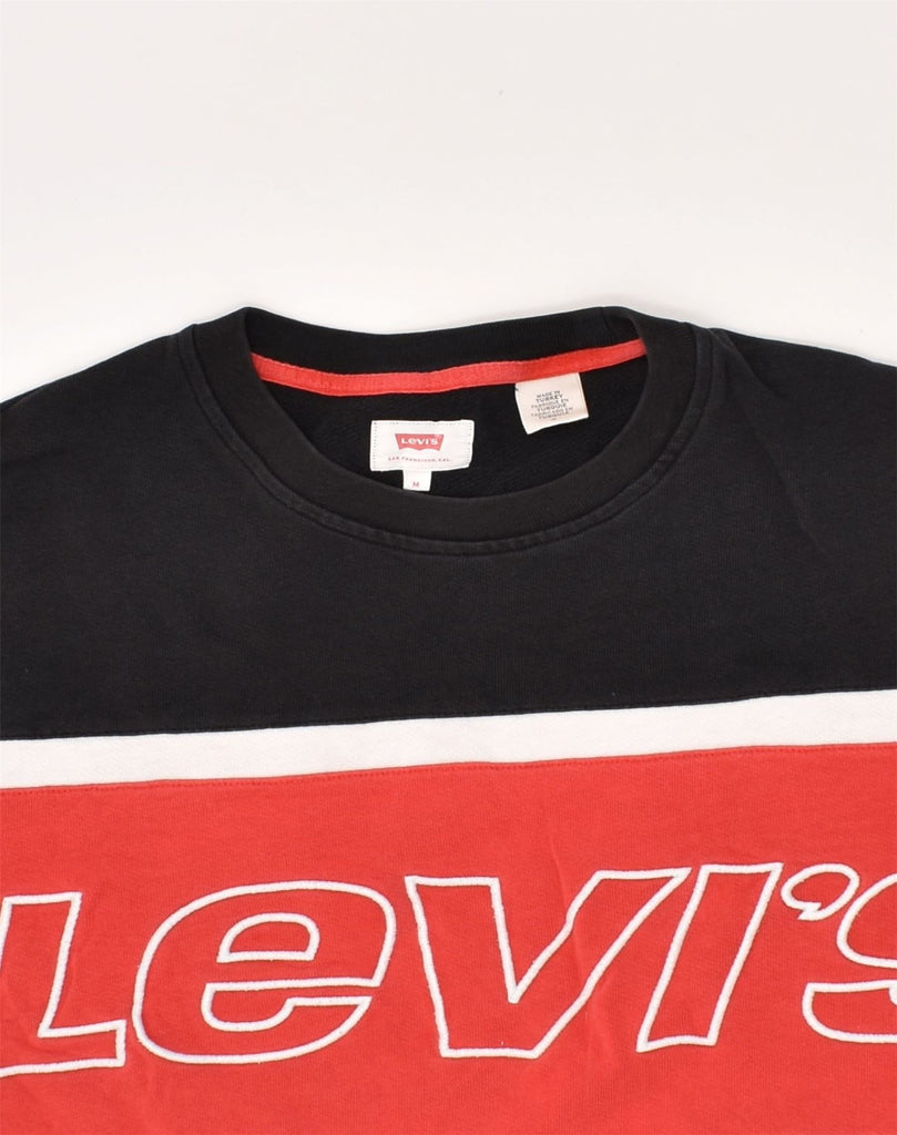 LEVI'S Mens Graphic Sweatshirt Jumper Medium Black Colourblock Cotton | Vintage Levi's | Thrift | Second-Hand Levi's | Used Clothing | Messina Hembry 