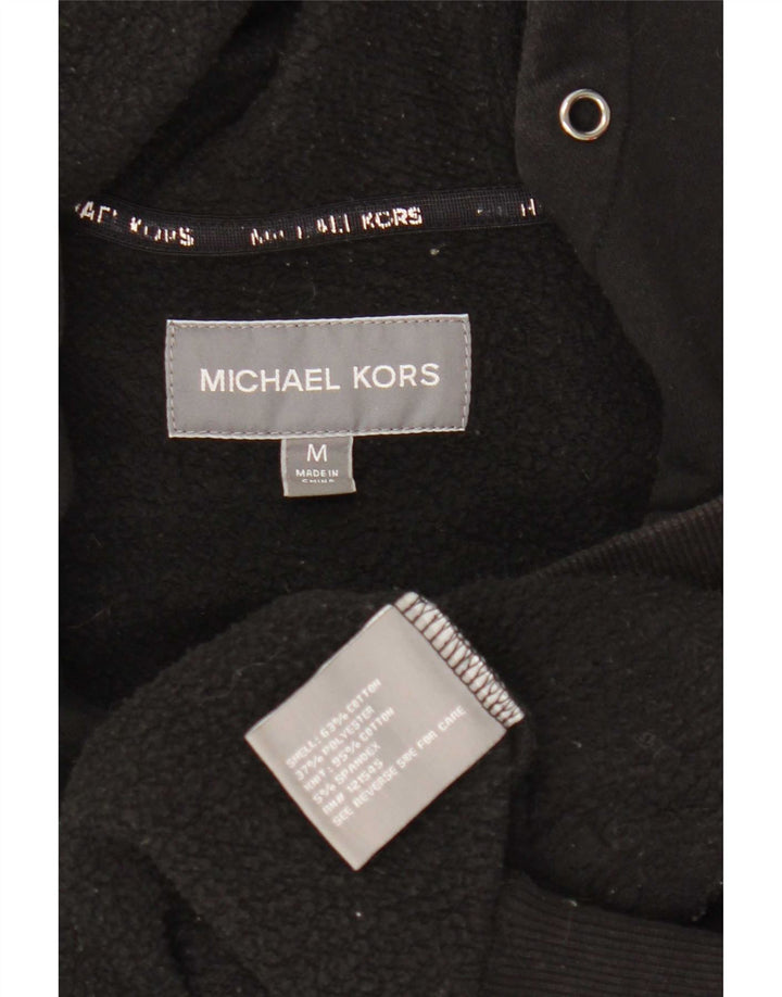 Michael Kors Mens Graphic Zip Hoodie Sweater Medium Black Cotton
