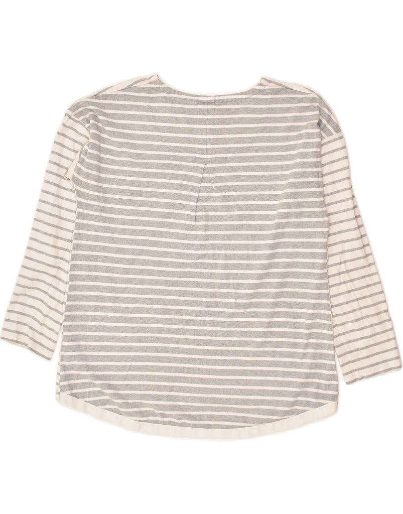 JOULES Womens Top Long Sleeve UK 14 Large Grey Striped Cotton | Vintage Joules | Thrift | Second-Hand Joules | Used Clothing | Messina Hembry 