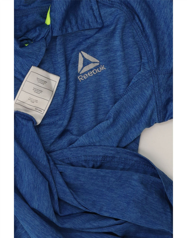 REEBOK Boys Polo Shirt 11-12 Years Blue Flecked Polyester