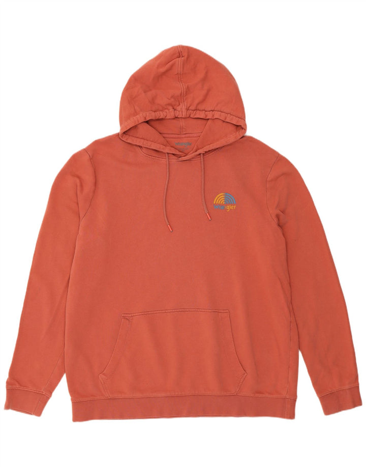 Wrangler Mens Hoodie Jumper 2XL Red Cotton