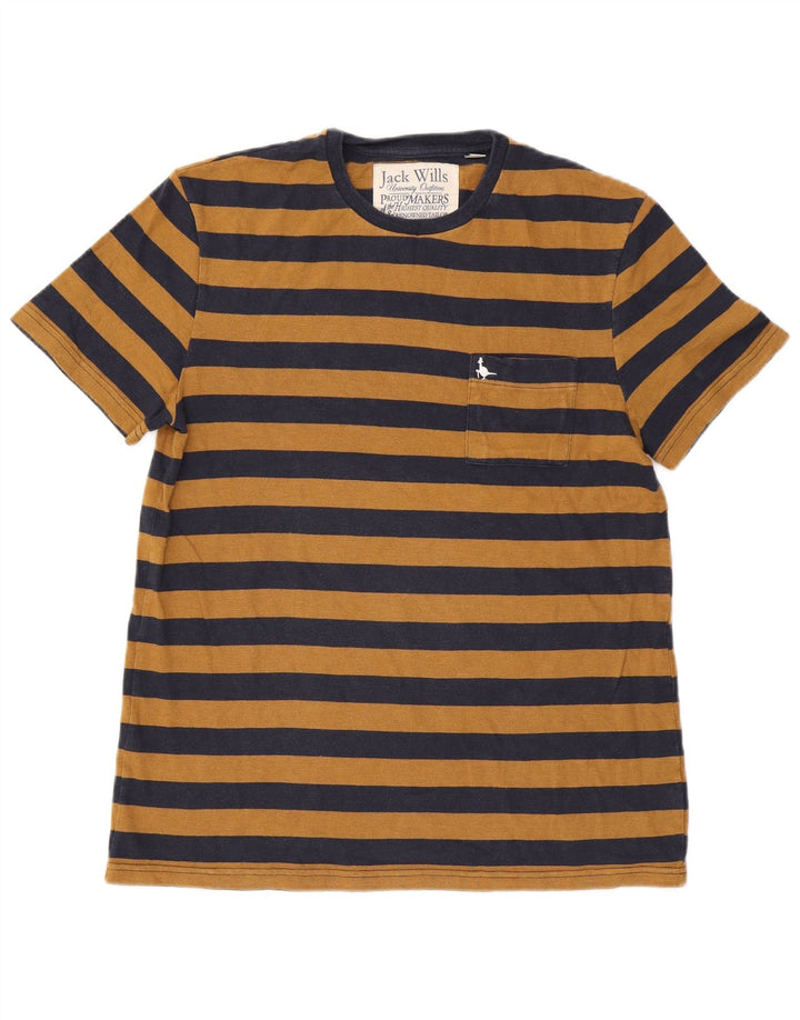 JACK WILLS Mens T-Shirt Top Medium Navy Blue Striped