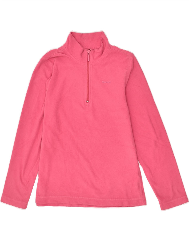 REEBOK Girls Zip Neck Fleece Jumper 15-16 Years Large Pink Polyester | Vintage Reebok | Thrift | Second-Hand Reebok | Used Clothing | Messina Hembry 