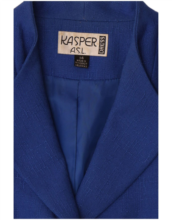 Kasper Womens Short Sleeve 4 Button Blazer Jacket UK 14 Large Blue