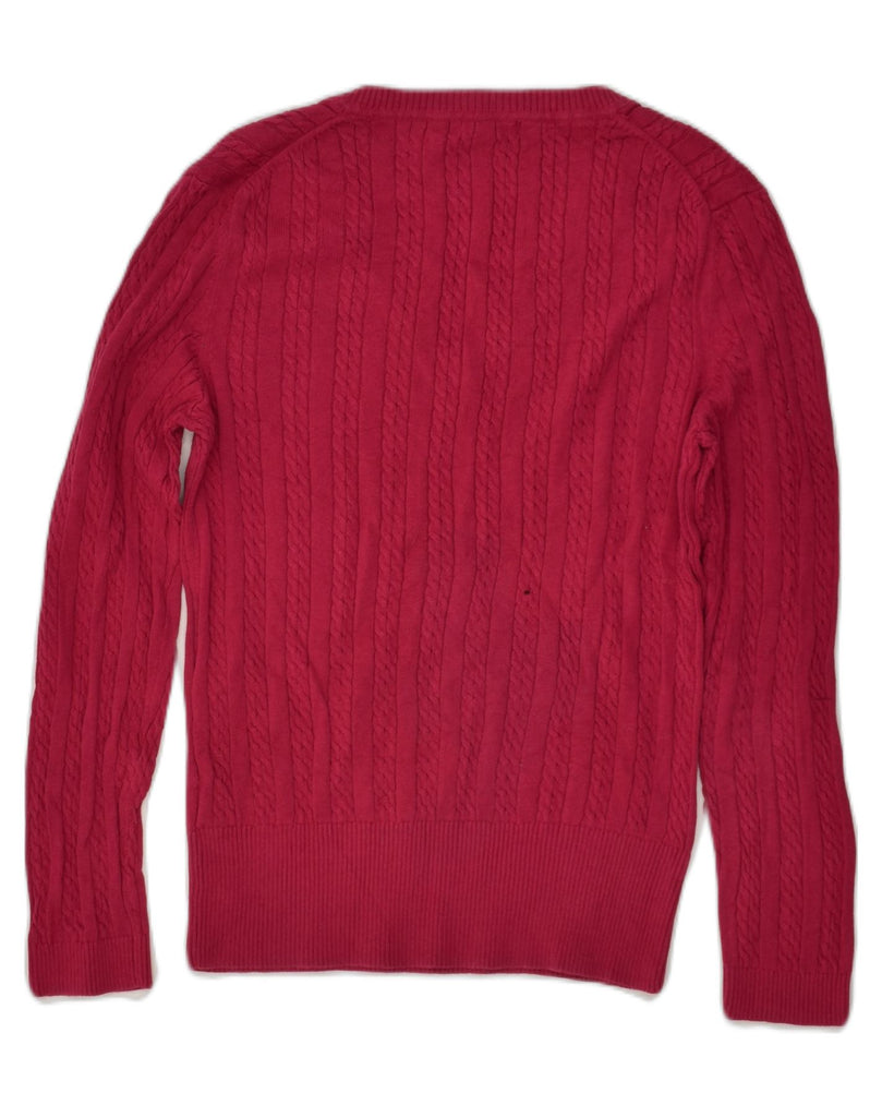 TOMMY HILFIGER Womens V-Neck Jumper Sweater UK 14 Large Red Cotton | Vintage Tommy Hilfiger | Thrift | Second-Hand Tommy Hilfiger | Used Clothing | Messina Hembry 