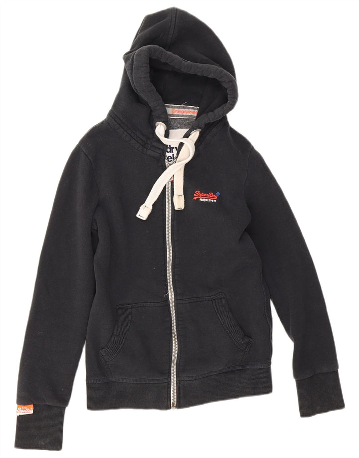 Superdry Mens Zip Hoodie Sweater Small Navy Blue Cotton