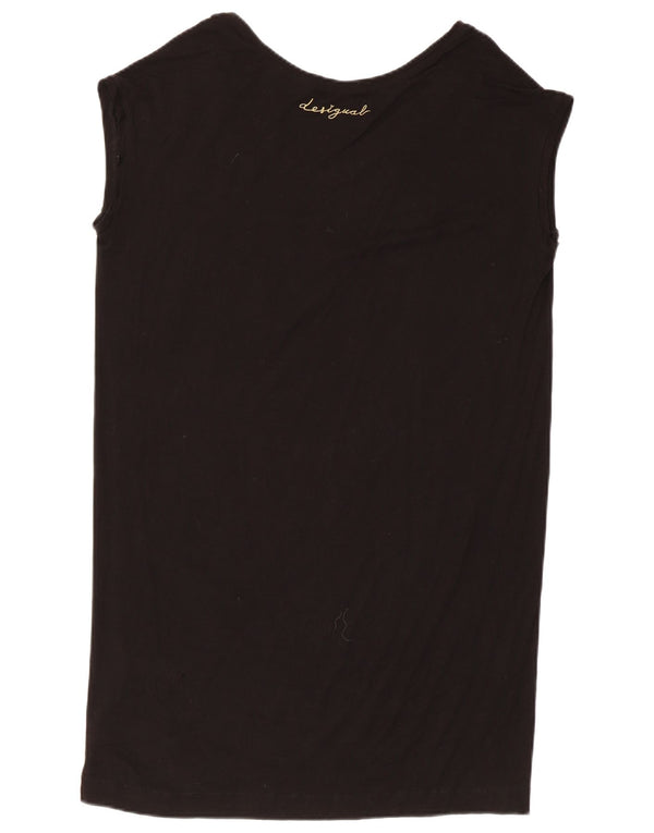 Desigual Womens Sleeveless Tunic Dress UK 16 Large Black Floral Modern