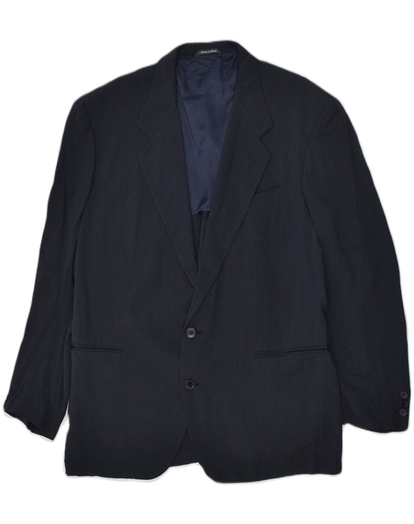 GIANFRANCO FERRE Mens 2 Button Blazer Jacket IT 52 XL Navy Blue Cotton | Vintage Gianfranco Ferre | Thrift | Second-Hand Gianfranco Ferre | Used Clothing | Messina Hembry 