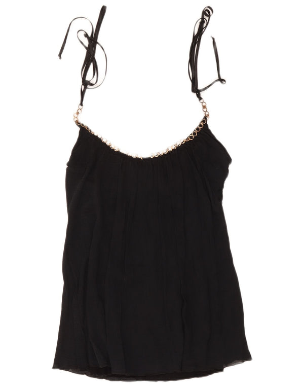 Marciano Womens Crop Cami Top UK 10 Small Black Cotton