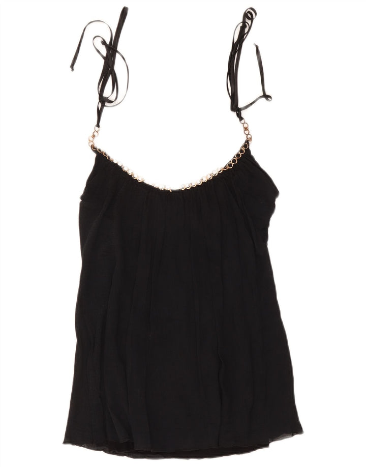 Marciano Womens Crop Cami Top UK 10 Small Black Cotton