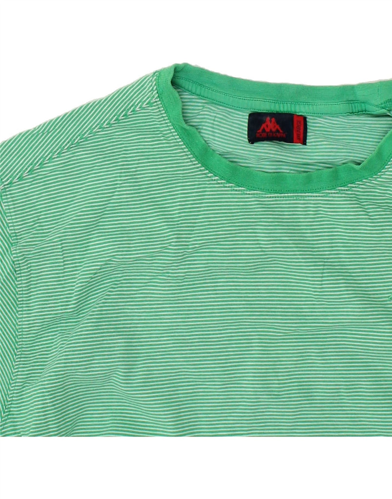 KAPPA Mens Slim T-Shirt Top 2XL Green Striped Cotton | Vintage Kappa | Thrift | Second-Hand Kappa | Used Clothing | Messina Hembry 