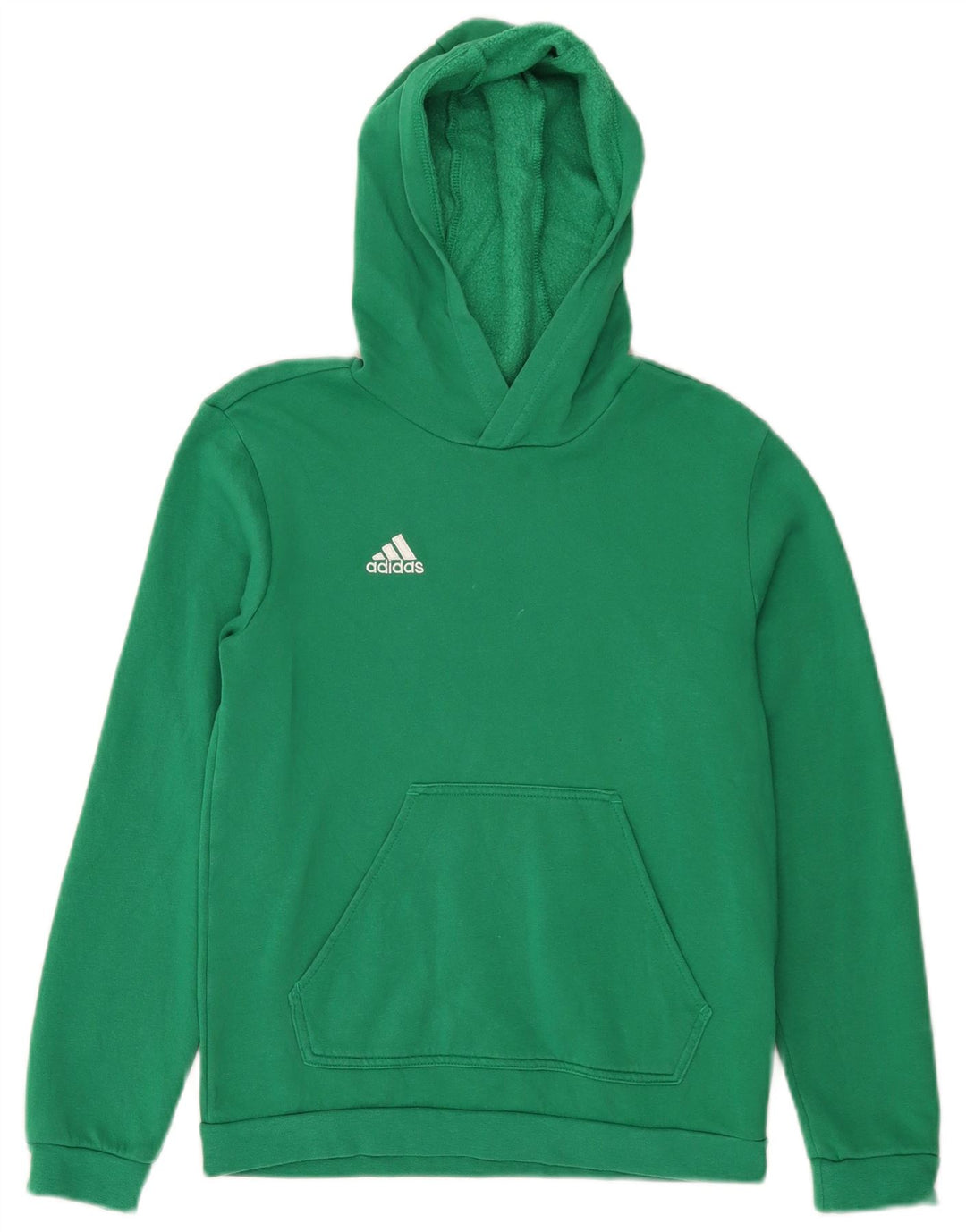 ADIDAS Boys Hoodie Jumper 11-12 Years Green Cotton