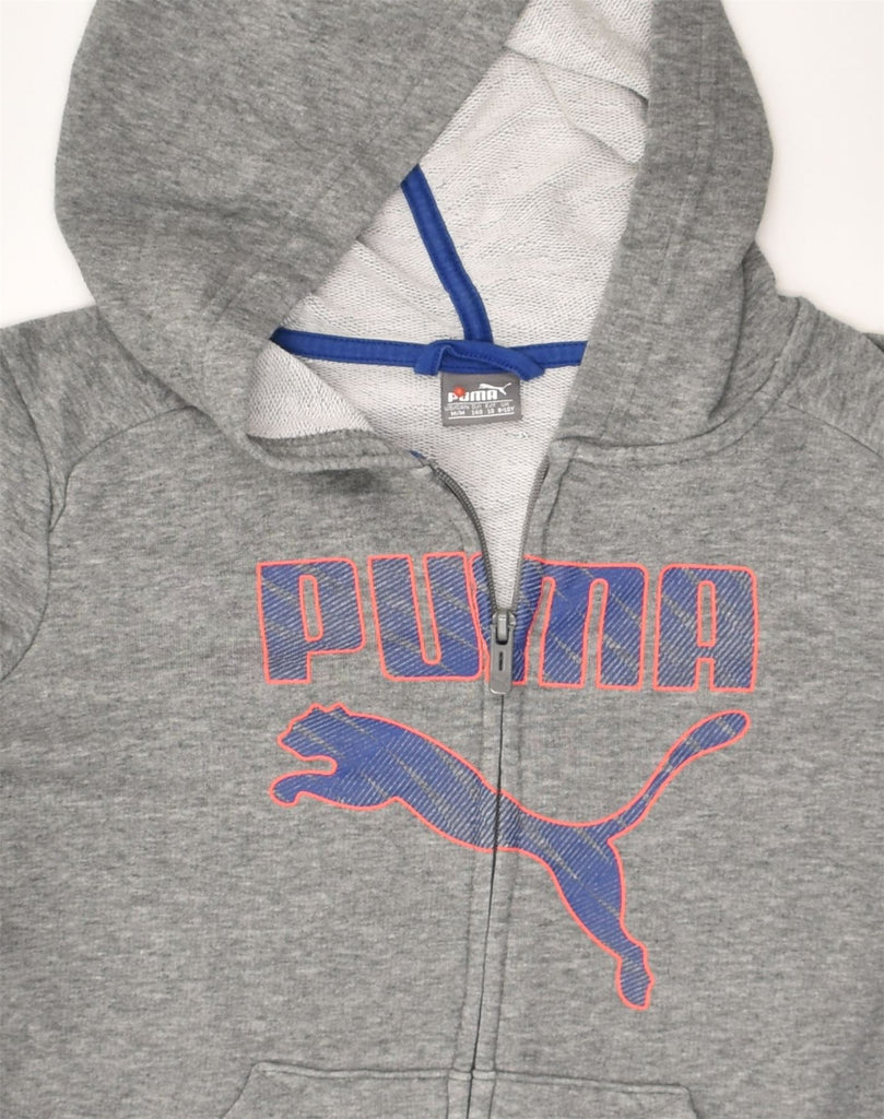 PUMA Boys Graphic Zip Hoodie Sweater 9-10 Years  Grey Cotton | Vintage Puma | Thrift | Second-Hand Puma | Used Clothing | Messina Hembry 