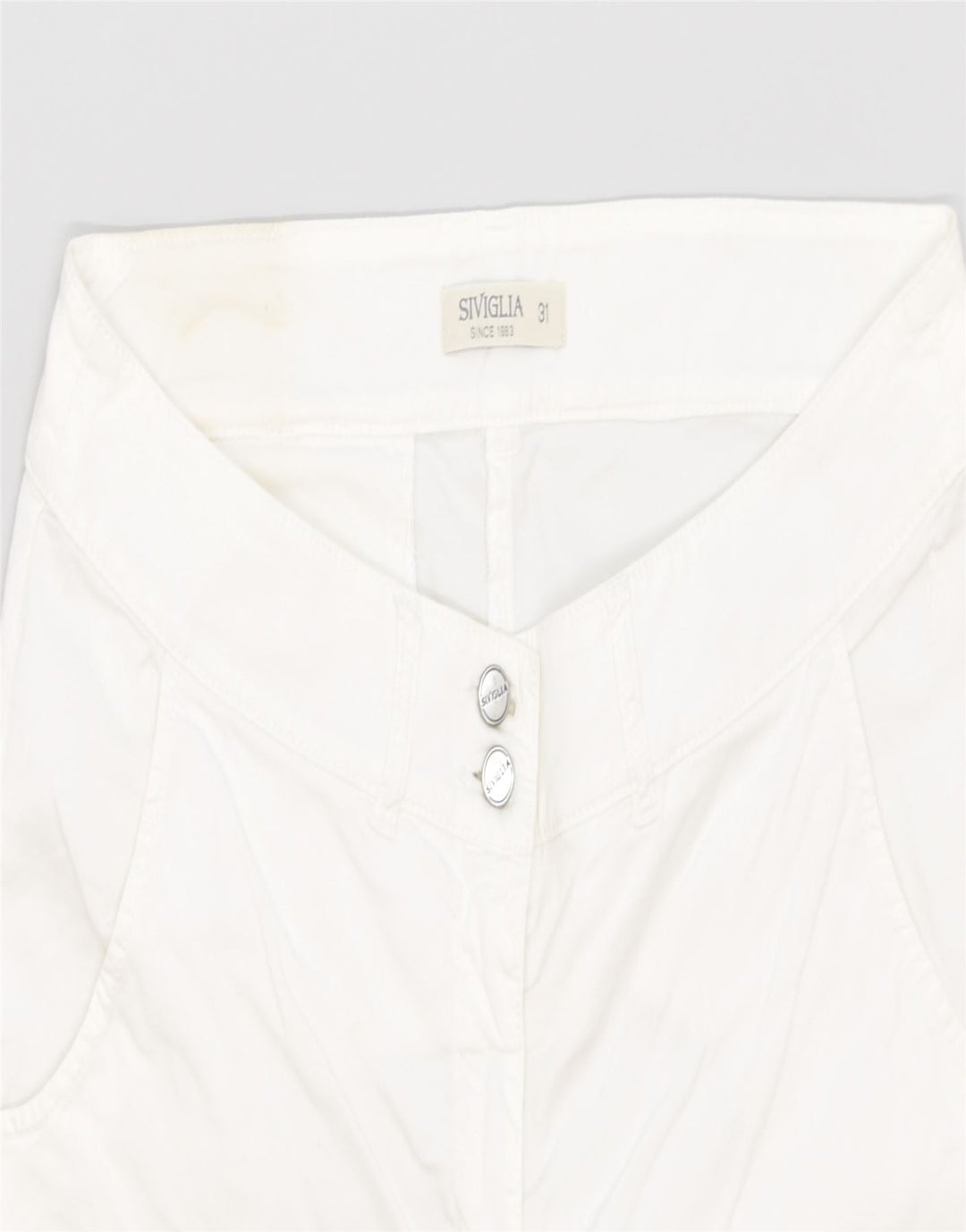 SIVIGLIA Womens Capri Trousers W31 L15 White Cotton Classic | Vintage | Thrift | Second-Hand | Used Clothing | Messina Hembry 