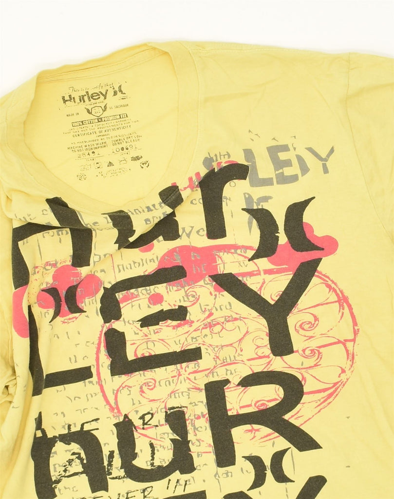 HURLEY Mens Premium Fit Graphic T-Shirt Top Medium Yellow Cotton | Vintage Hurley | Thrift | Second-Hand Hurley | Used Clothing | Messina Hembry 