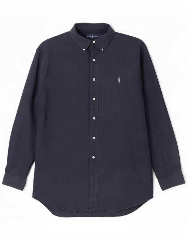 Ralph Lauren Mens Blake Shirt Large Navy Blue Linen