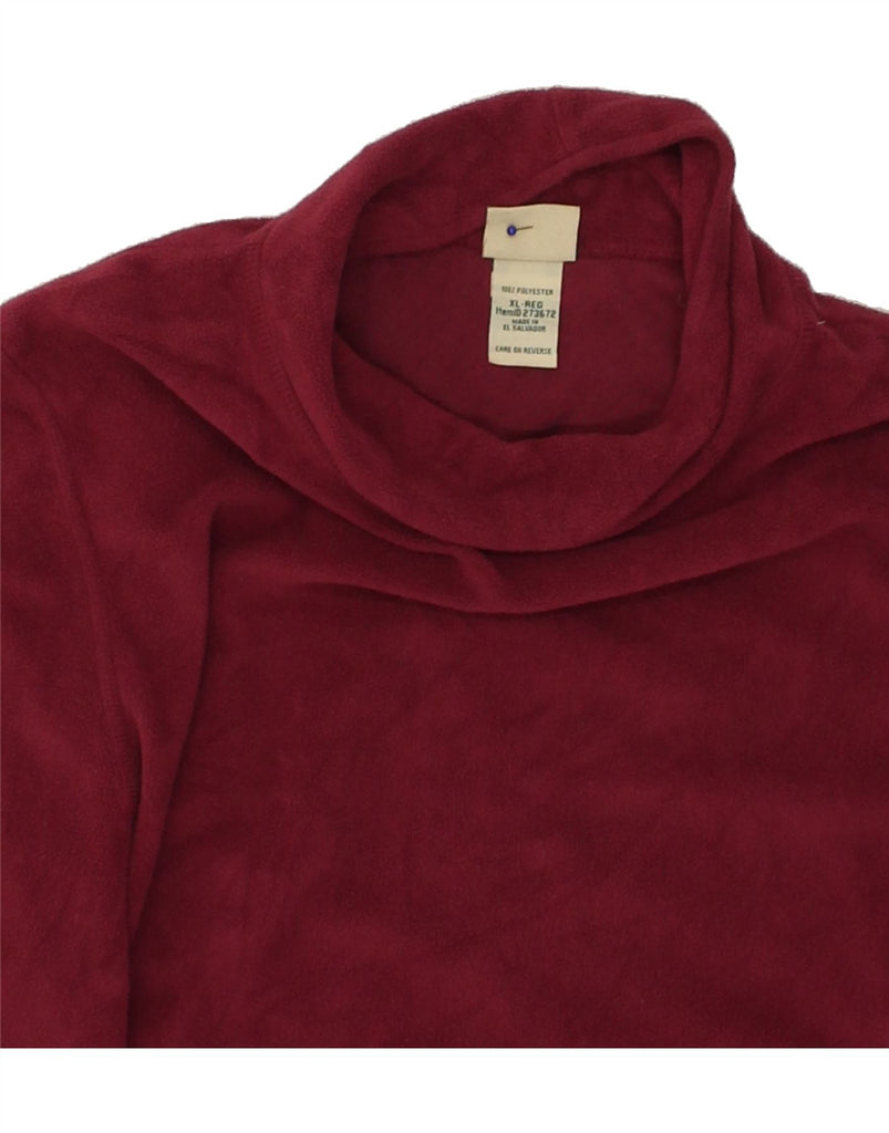 L.L.BEAN Womens Roll Neck Fleece Jumper UK 18 XL Burgundy Polyester | Vintage L.L.Bean | Thrift | Second-Hand L.L.Bean | Used Clothing | Messina Hembry 