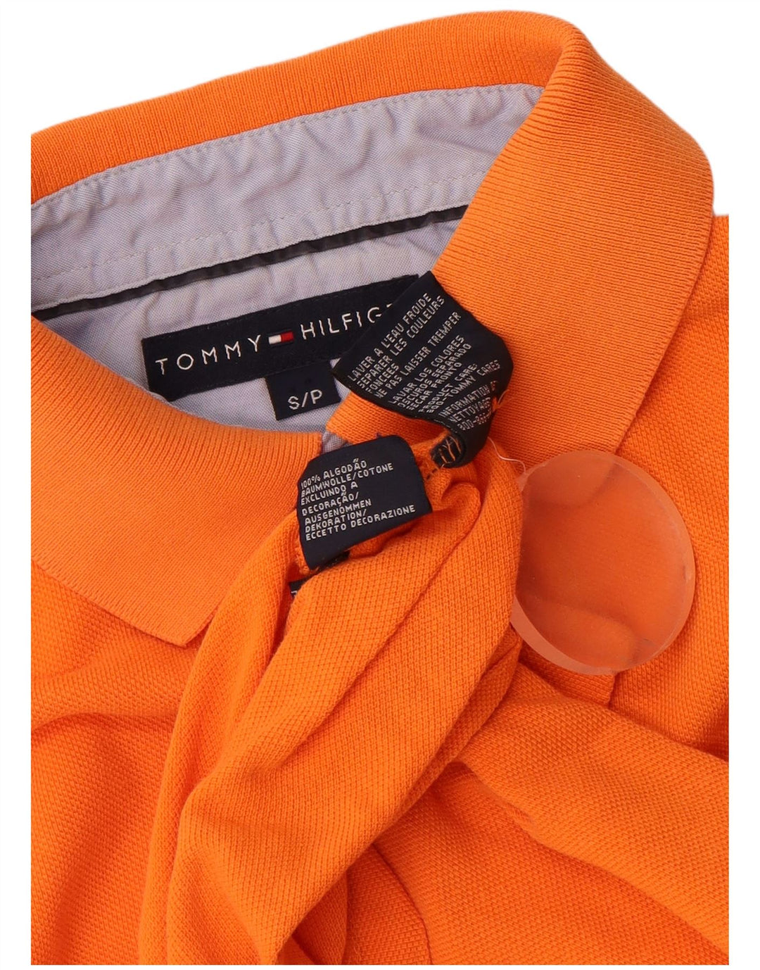 Tommy Hilfiger Mens Polo Shirt Small Orange Cotton