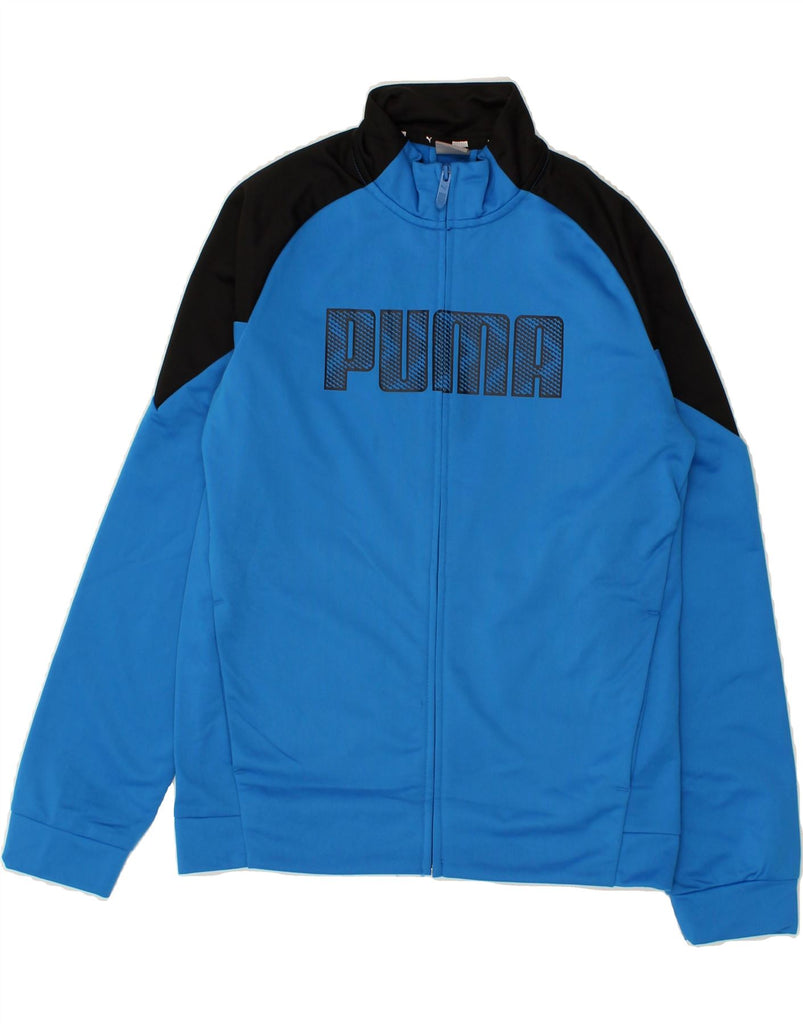 PUMA Boys Graphic Tracksuit Top Jacket 13-14 Years Blue Colourblock | Vintage Puma | Thrift | Second-Hand Puma | Used Clothing | Messina Hembry 