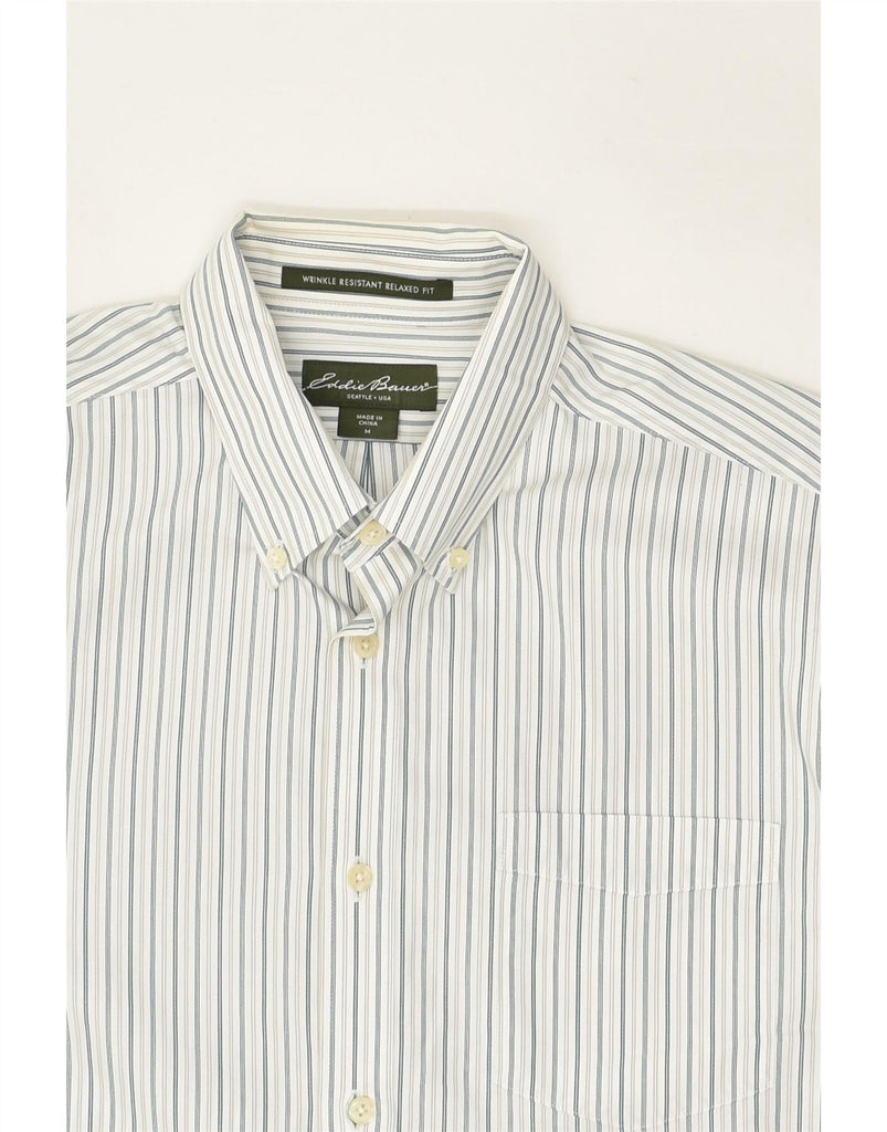 EDDIE BAUER Mens Relaxed Fit Shirt Medium Blue Striped Cotton Vintage Eddie Bauer and Second-Hand Eddie Bauer from Messina Hembry 