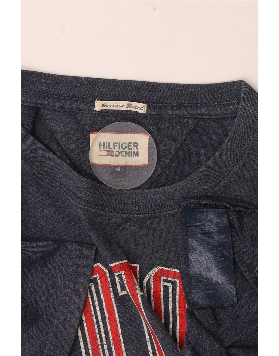 Tommy Hilfiger Mens Graphic T-Shirt Top Medium Navy Blue Cotton