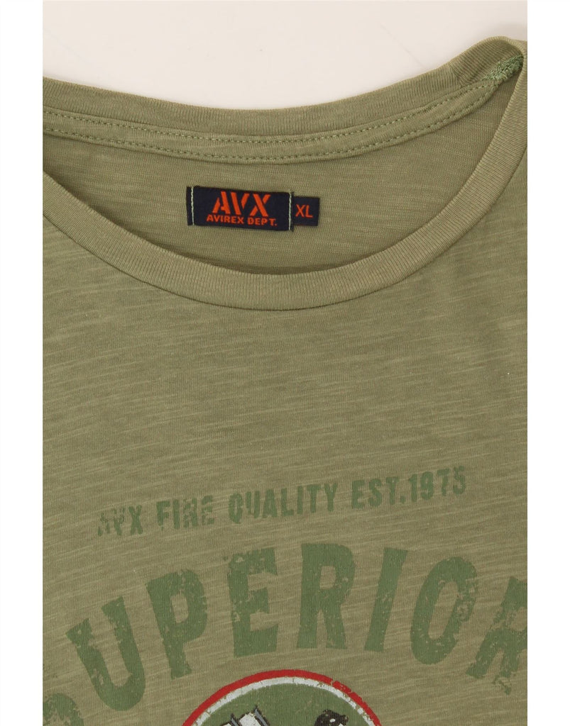 AVIREX Boys Graphic T-Shirt Top 15-16 Years XL Khaki Cotton Vintage Avirex and Second-Hand Avirex from Messina Hembry 