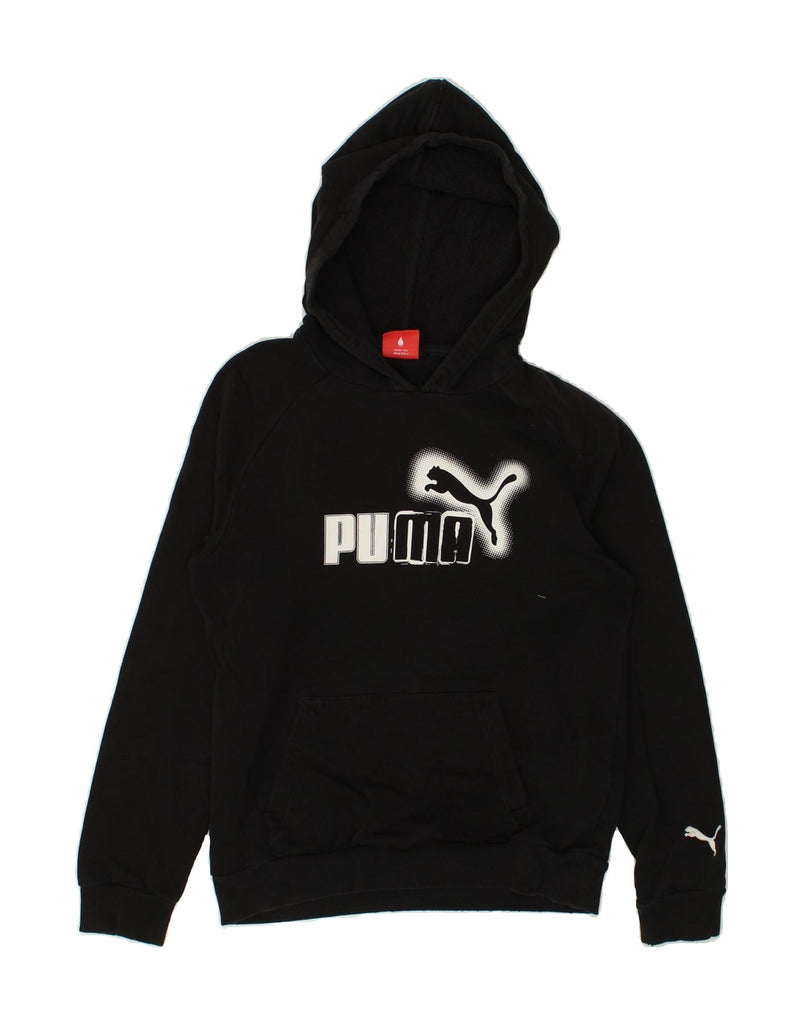 PUMA Boys Graphic Hoodie Jumper 11-12 Years Large Black | Vintage Puma | Thrift | Second-Hand Puma | Used Clothing | Messina Hembry 