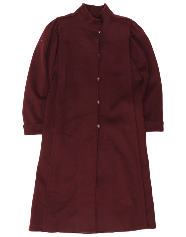 Ungaro Womens Overcoat UK 12 Medium Burgundy