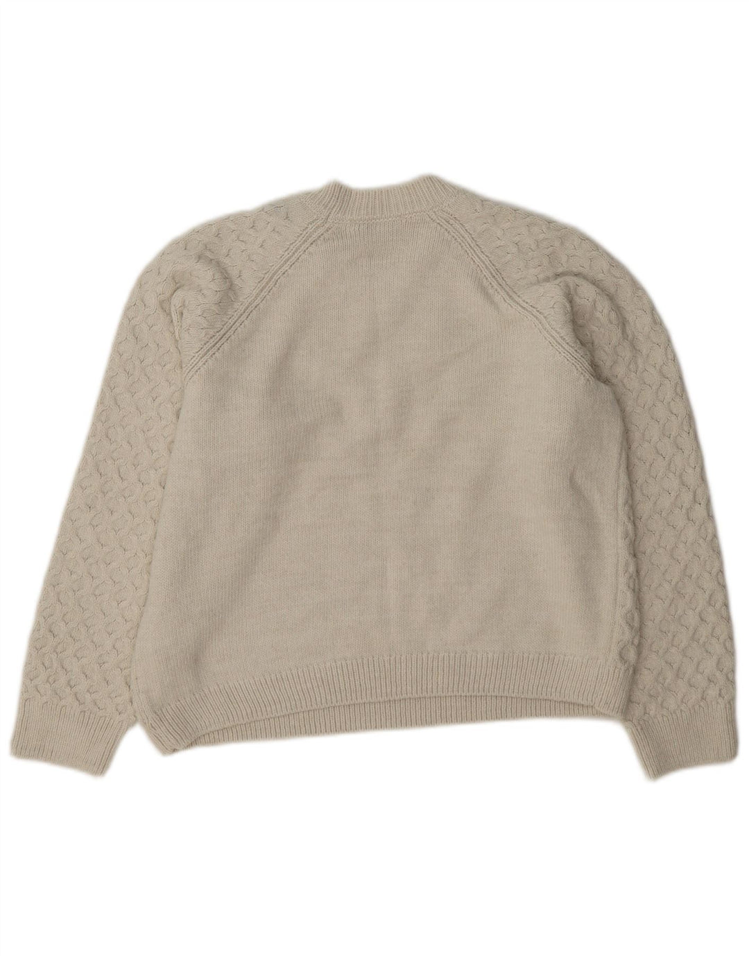 Marks & Spencer Womens Crop Crew Neck Jumper Sweater UK 10 Small Off White