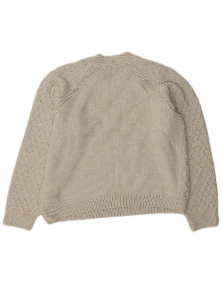 Marks & Spencer Womens Crop Crew Neck Jumper Sweater UK 10 Small Off White