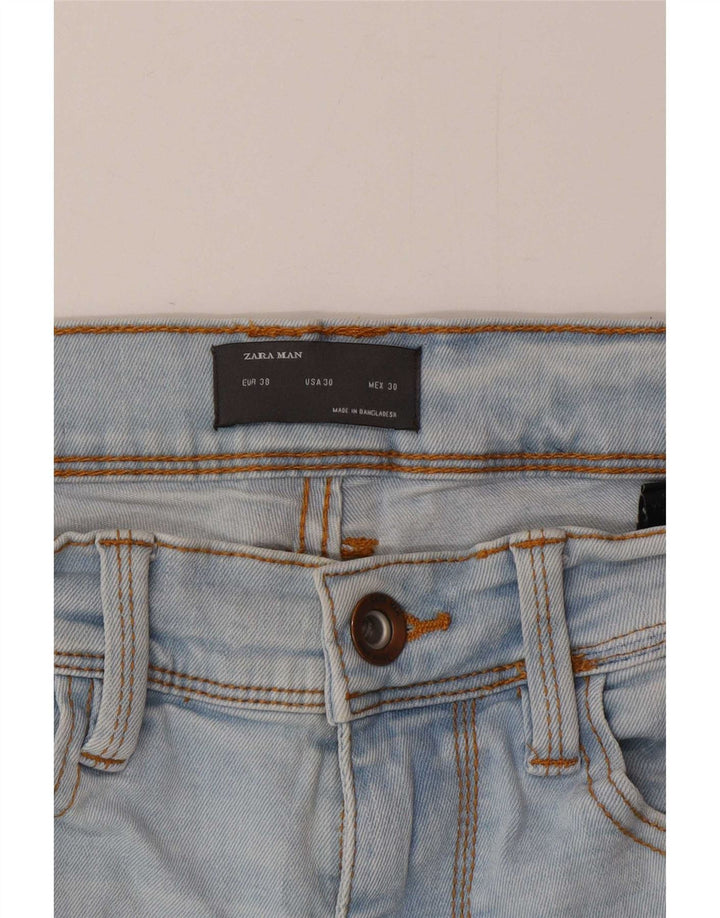 Zara Mens Distressed Slim Jeans EU 38 Small W30 L27 Blue Cotton
