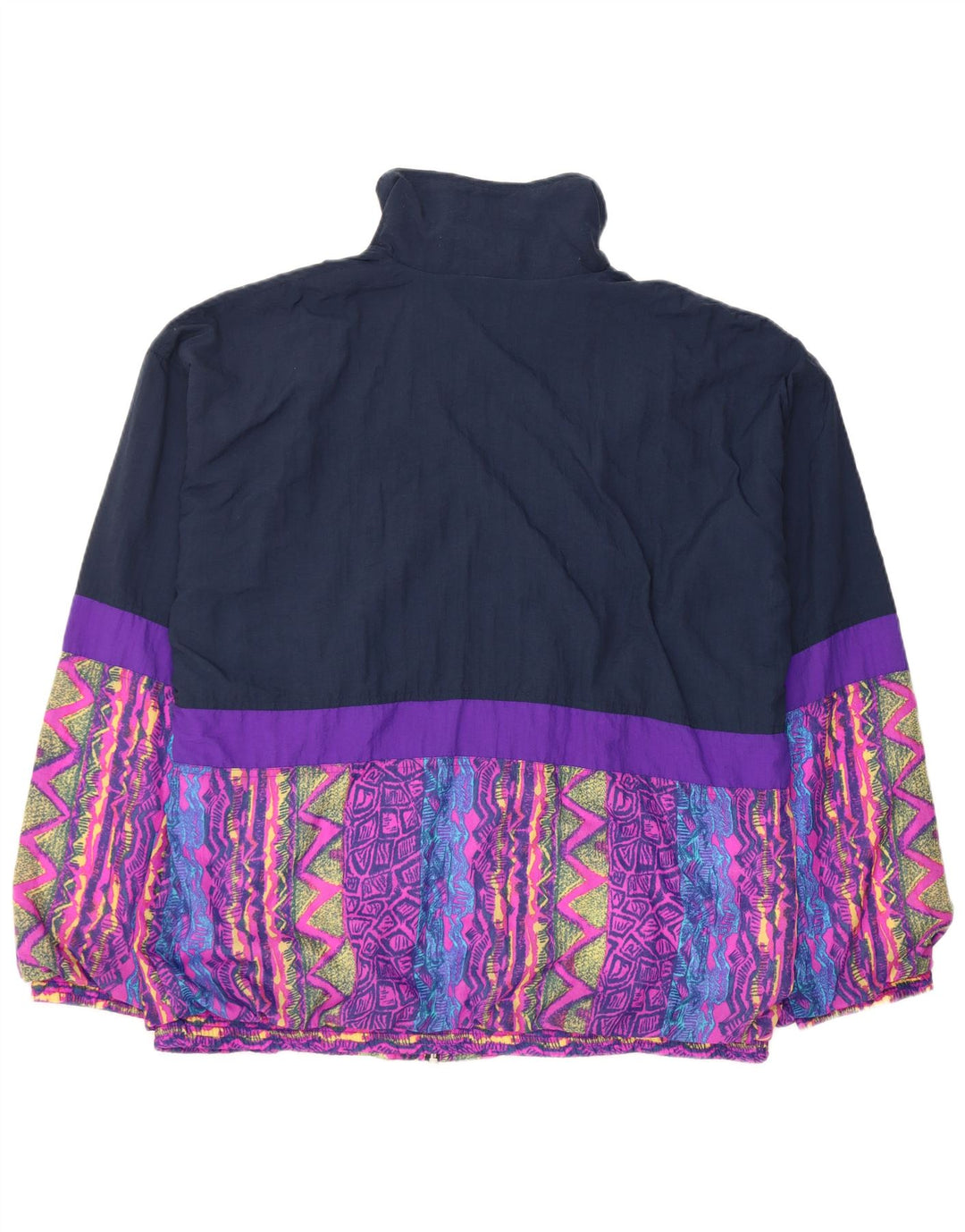 VINTAGE Mens Tracksuit Top Jacket UK 46/48 XL Navy Blue Colourblock Nylon