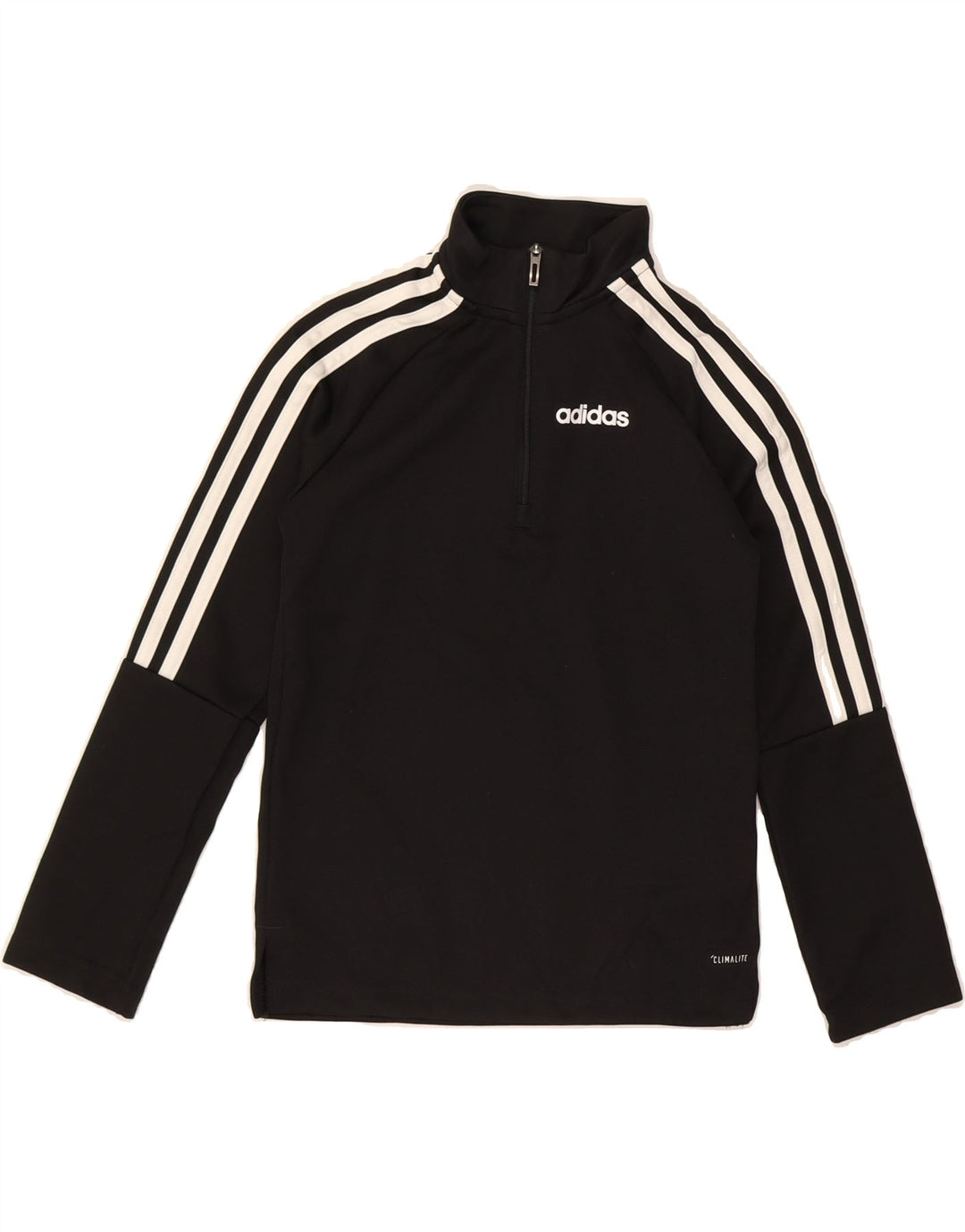ADIDAS Boys Climalite Zip Neck Pullover Tracksuit Top 7-8 Years Black Vintage Adidas and Second-Hand Adidas from Messina Hembry 