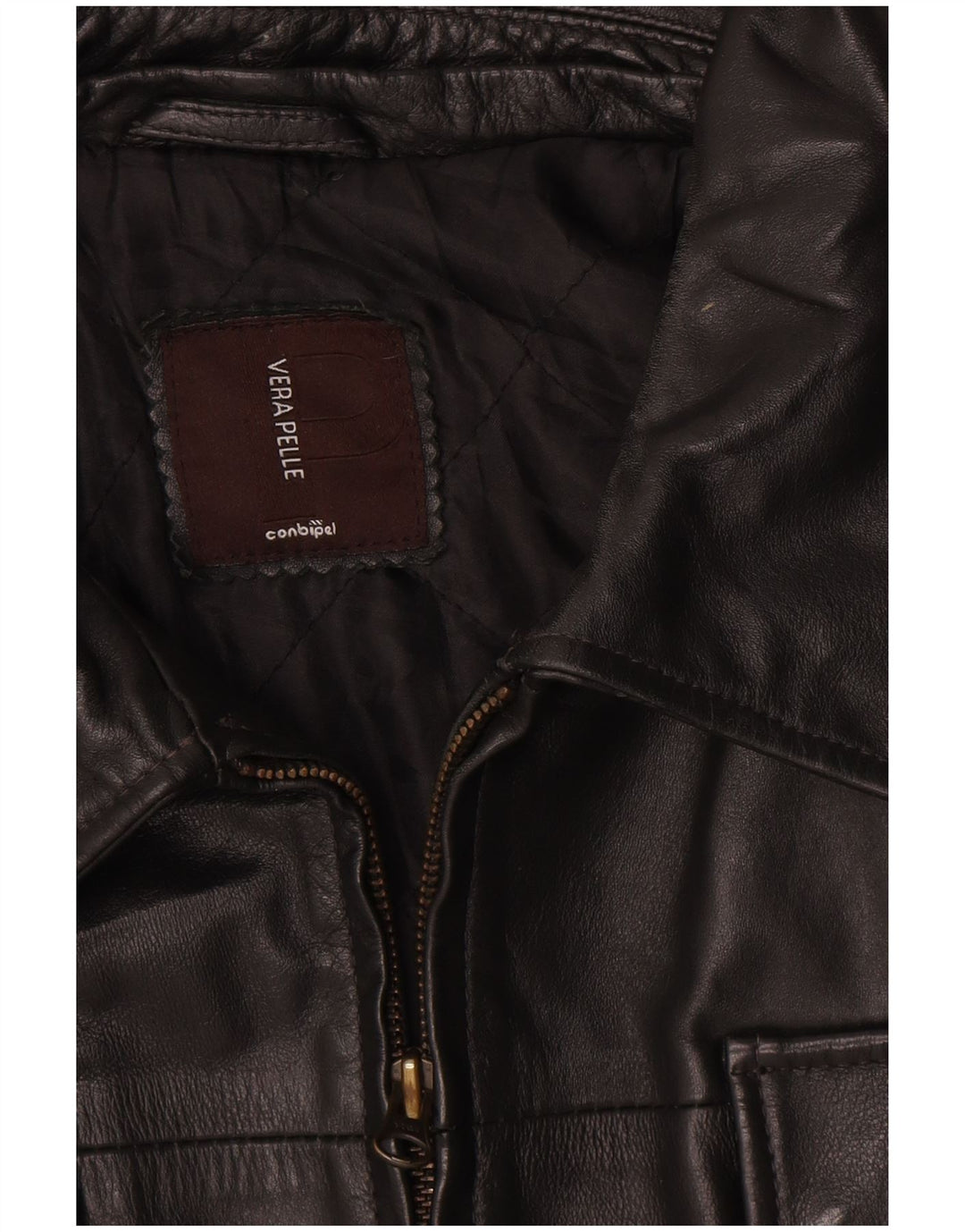 Conbipel Mens Leather Jacket UK 40 Large Black Leather