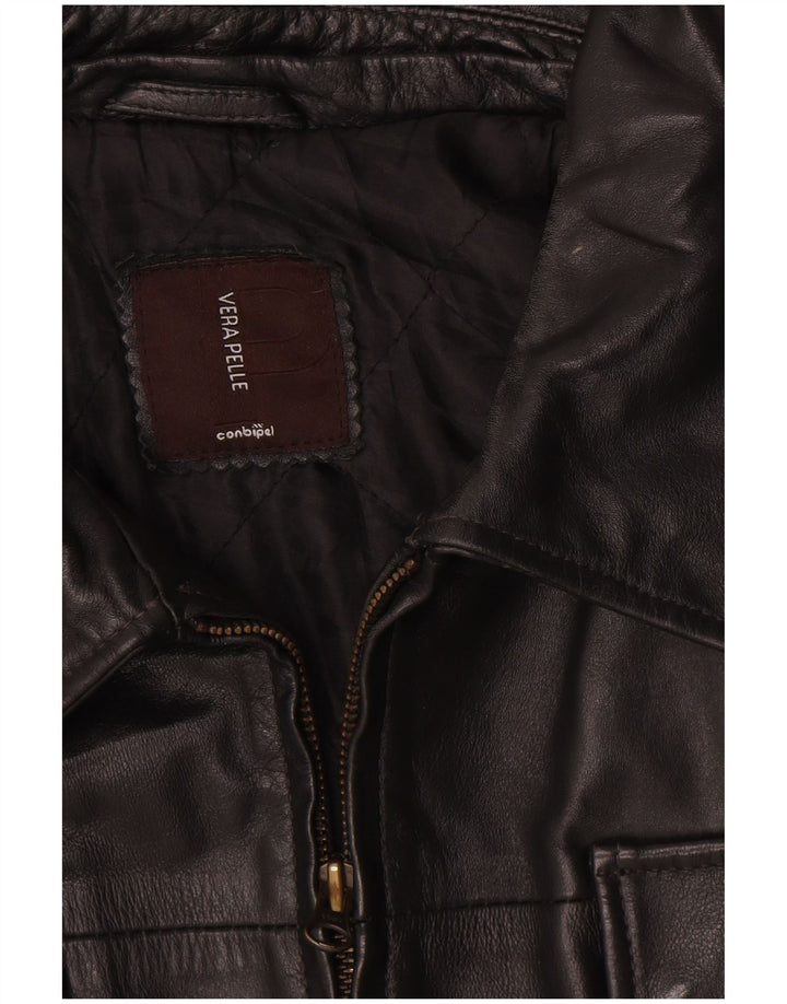 Conbipel Mens Leather Jacket UK 40 Large Black Leather