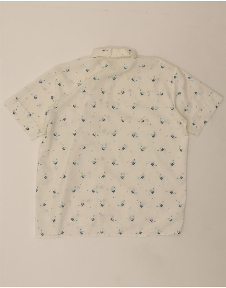 VINTAGE Mens Short Sleeve Shirt XL White Geometric Vintage Vintage and Second-Hand Vintage from Messina Hembry 