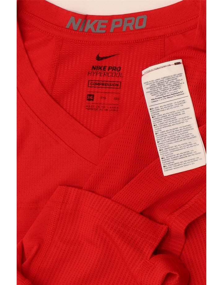 Nike Womens Compression T-Shirt Top UK 20 2XL Red Polyester
