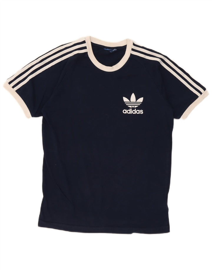 Adidas Mens Graphic T-Shirt Top Small Navy Blue Cotton