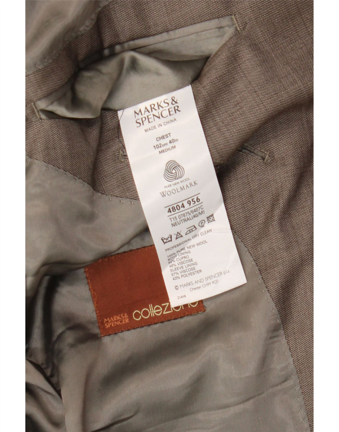 Marks & Spencer Mens 2 Button Blazer Jacket UK 40 Medium Brown New Wool