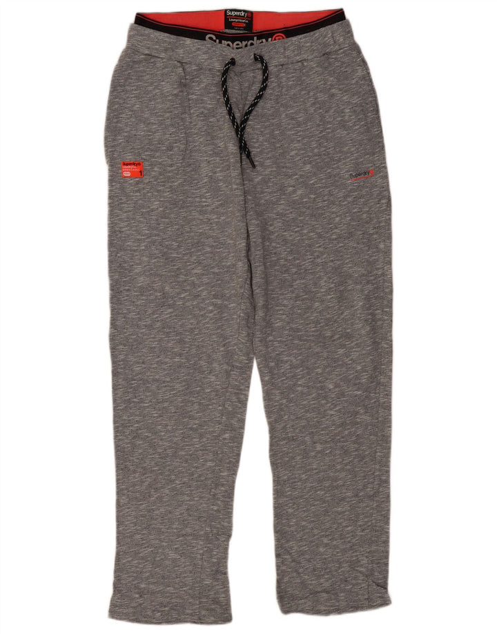 SUPERDRY Mens Regular Fit Tracksuit Trousers Medium Grey Flecked Cotton