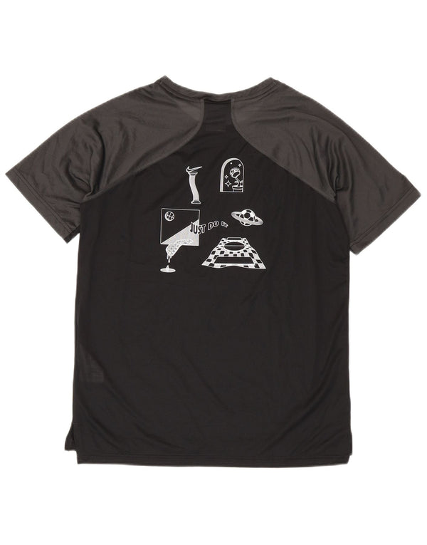 Nike Boys Dri Fit Graphic T-Shirt Top 13-14 Years XL Black Colourblock