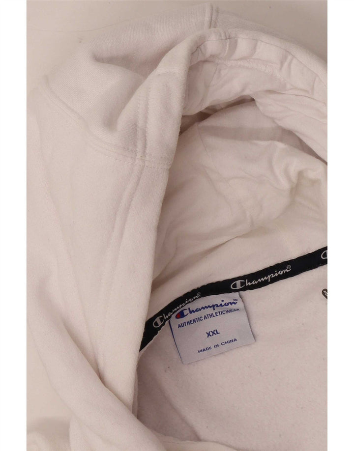 Champion Mens Hoodie Jumper 2XL White Cotton