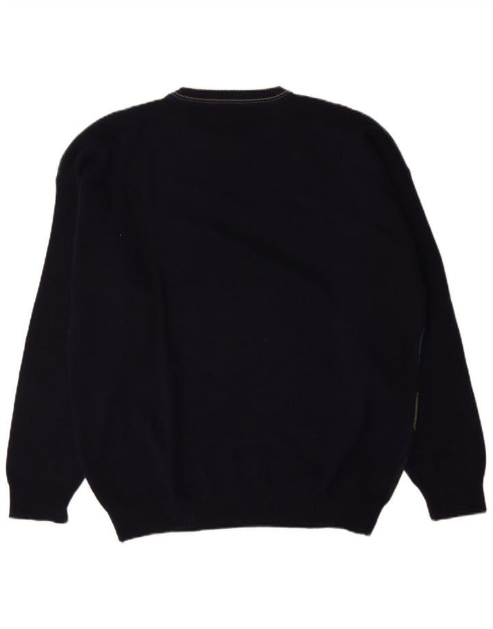 Vintage Mens Crew Neck Jumper Sweater IT 52/54 Large Navy Blue