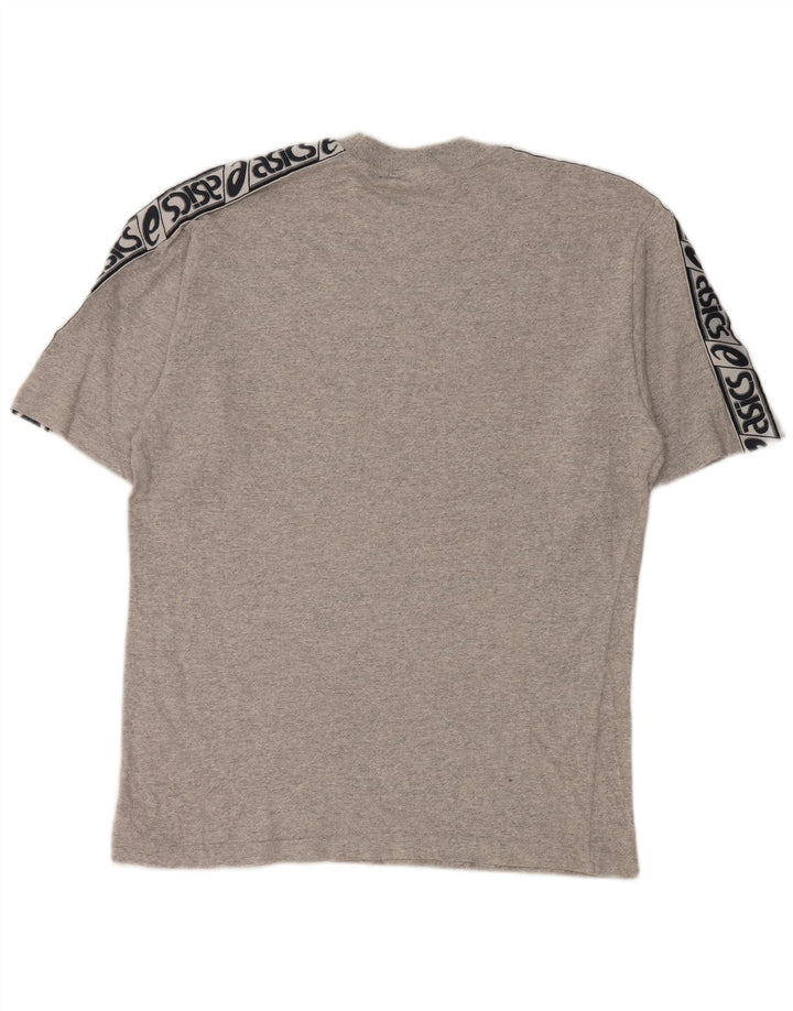 Asics Mens Graphic T-Shirt Top Medium Grey Colourblock Cotton