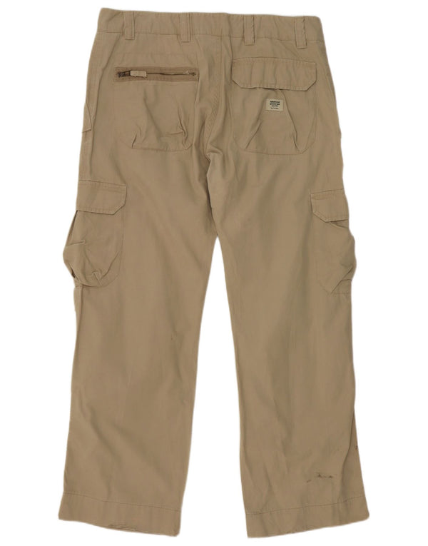 Zara Mens Straight Cargo Trousers EU 46 XL W36 L30 Beige Cotton