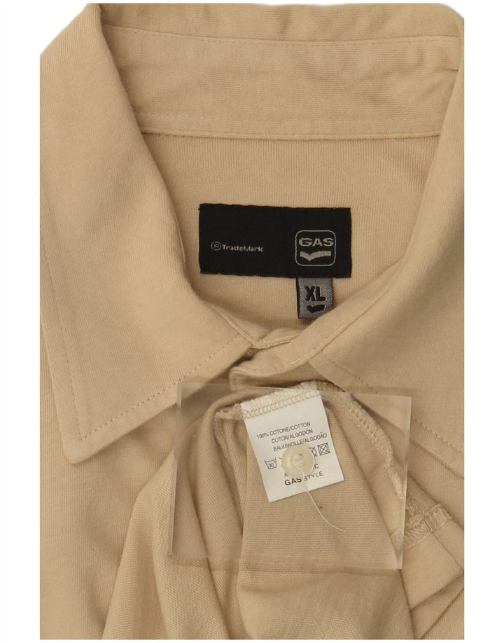 Gas Mens Shirt XL Beige Cotton
