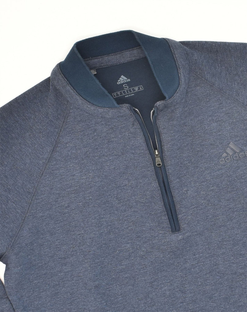 ADIDAS Mens Zip Neck Sweatshirt Jumper Small Blue Cotton | Vintage Adidas | Thrift | Second-Hand Adidas | Used Clothing | Messina Hembry 