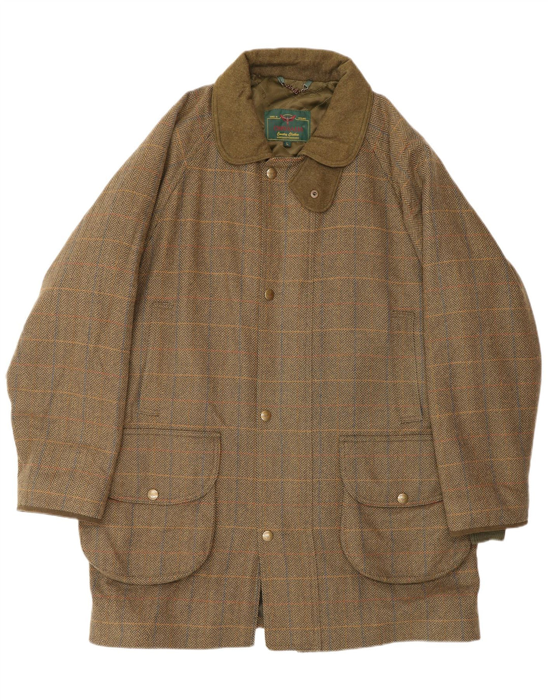 CHRYSALIS Mens Utility Jacket UK 40 Large Khaki Herringbone Wool Classic