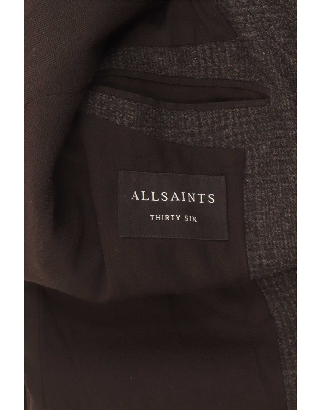 All Saints Mens Overcoat UK 36 Small Black Houndstooth Wool
